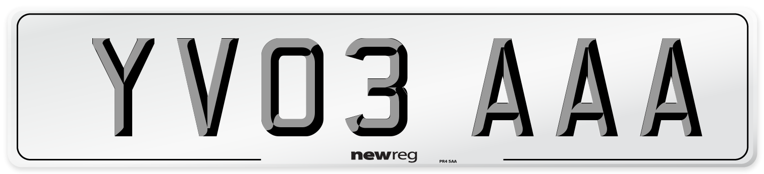 YV03 AAA Number Plate from New Reg